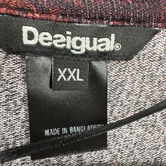 Desigual Tunic Top XXL Burgundy Floral Long Sleeve Asymmetrical Hem Boho Artsy - Picture 9 of 9